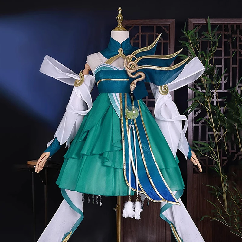 Xiaoqiao Cosplay Green snake Ancient Costume New skin for Game Honor of Kings pretty Christmas party Women Green Dress