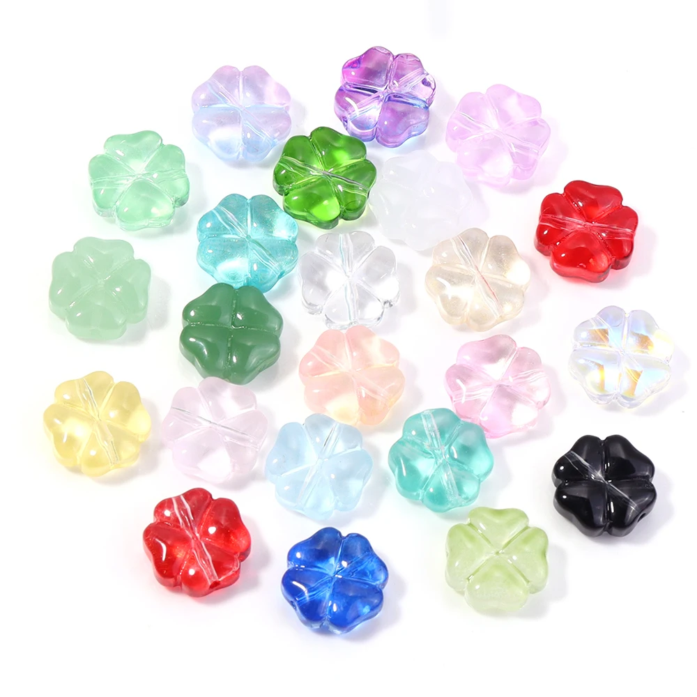 50 قطعة/الوحدة 10 مللي متر أربع أوراق البرسيم Lampwork الخرز لصنع المجوهرات فضفاض الزجاج الخرز سوار ذاتي الصنع إكسسوارات عقد بالجملة #6