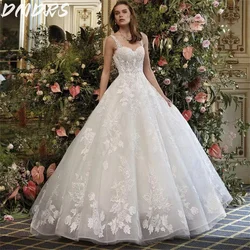 Sexy Spaghetti Straps Lace Wedding Dress Romantic Customized  Bridal Gown Elegant Sleeveless Floor-Length Bridal Dress Vestidos
