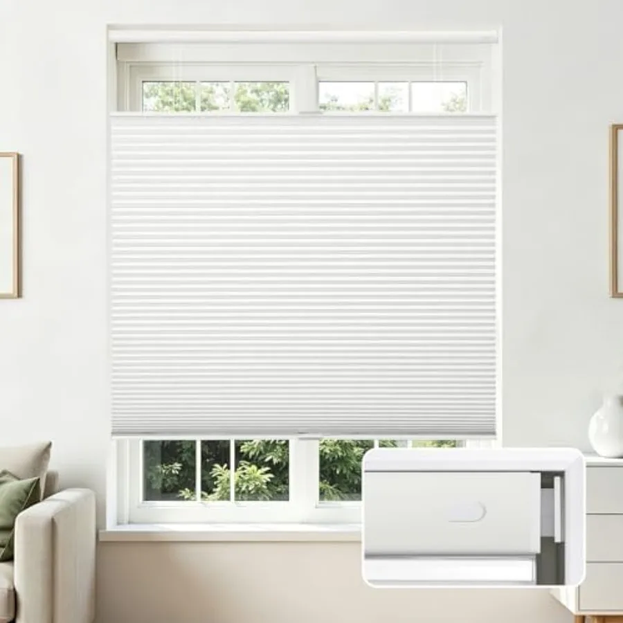 

No Tools No Drill Blinds for Indoor Windows, Cordless Window Blinds Cellular Shades Top Down Bottom Up out Honeycomb Blinds The