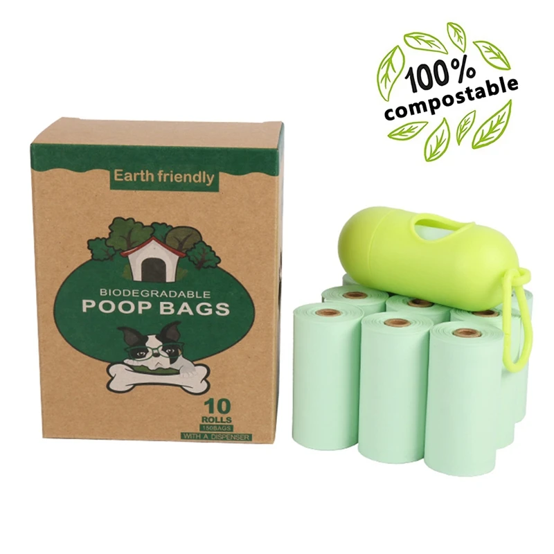 4/8/10/16/18/20/24 Rolls Pet Garbage Bag Corn Starch PLA Biodegradable Pet Garbage Bag Cat Dog Poop Trash Bags Pet Cleaning Tool