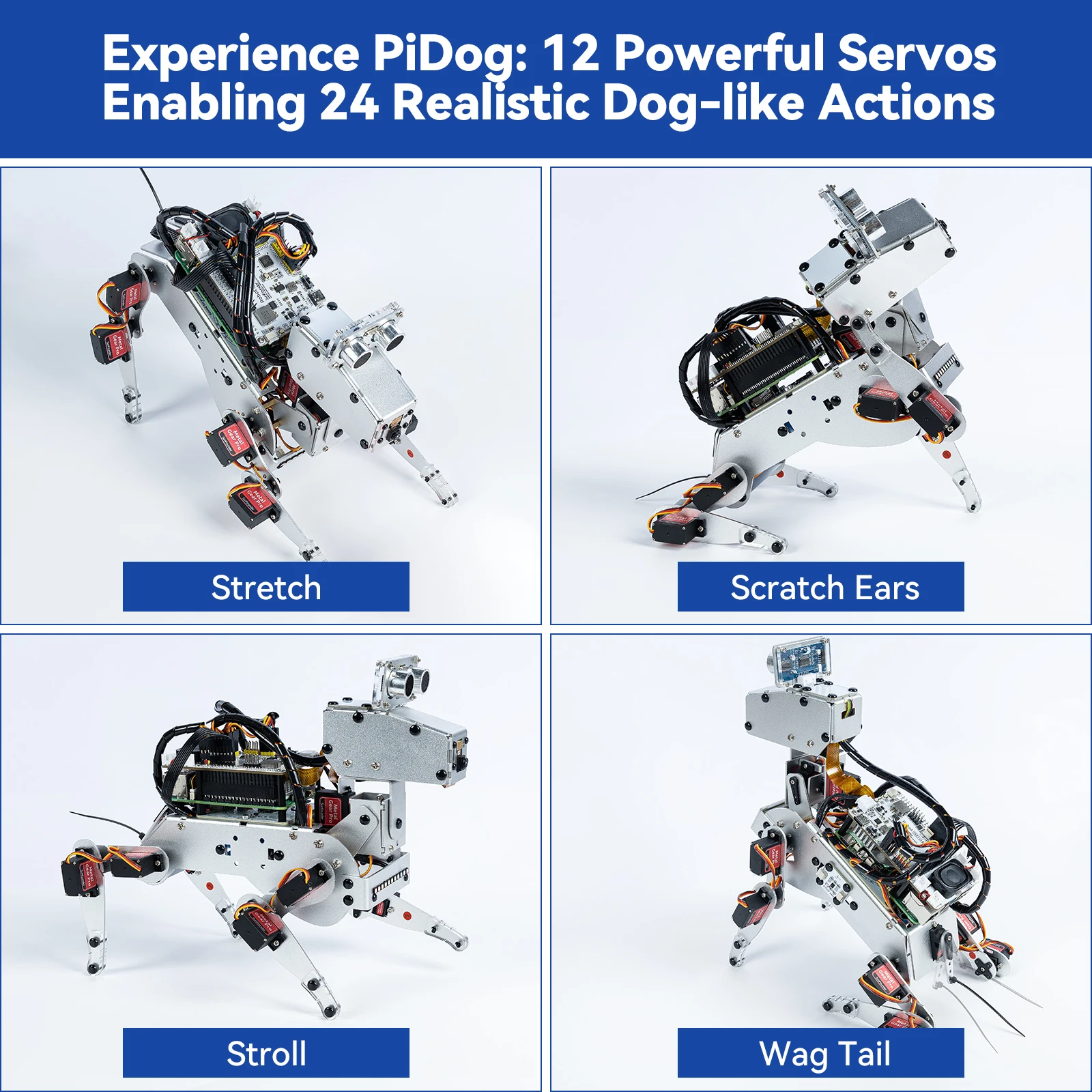 Kit cane robot SunFounder PiDog per Raspberry Pi 5/4/3B+/3B/Zero 2 (non incluso)