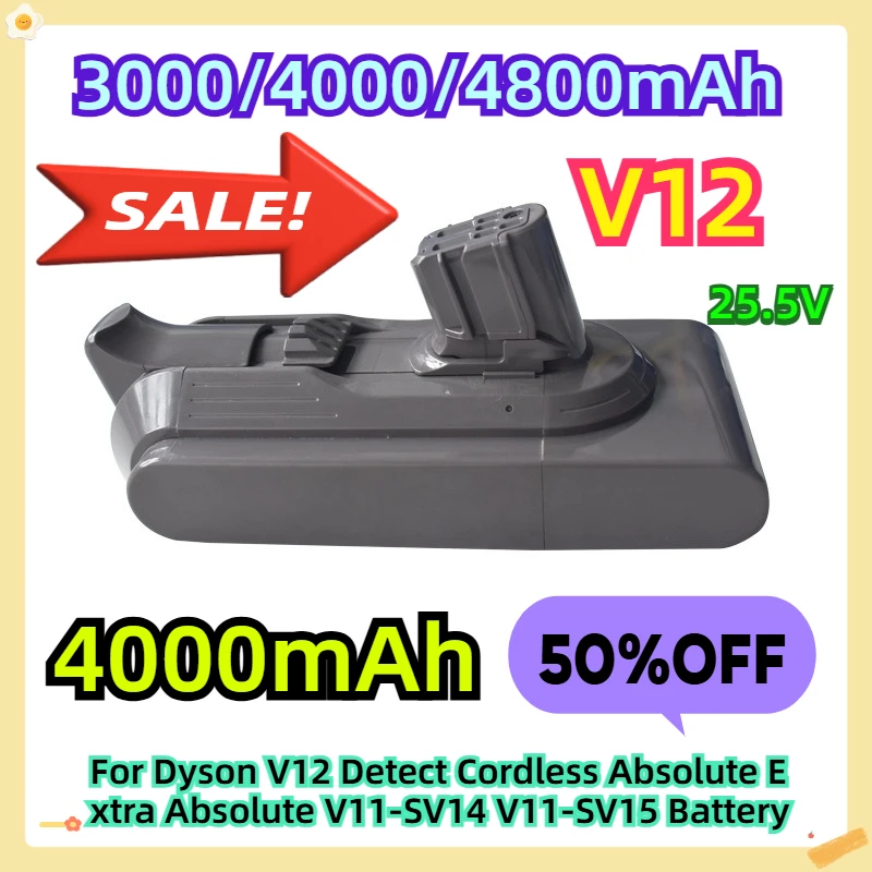 

For Dyson V12 Detect Cordless Absolute Extra Absolute V11-SV14 V11-SV15 Battery 25.5V 4000mAh