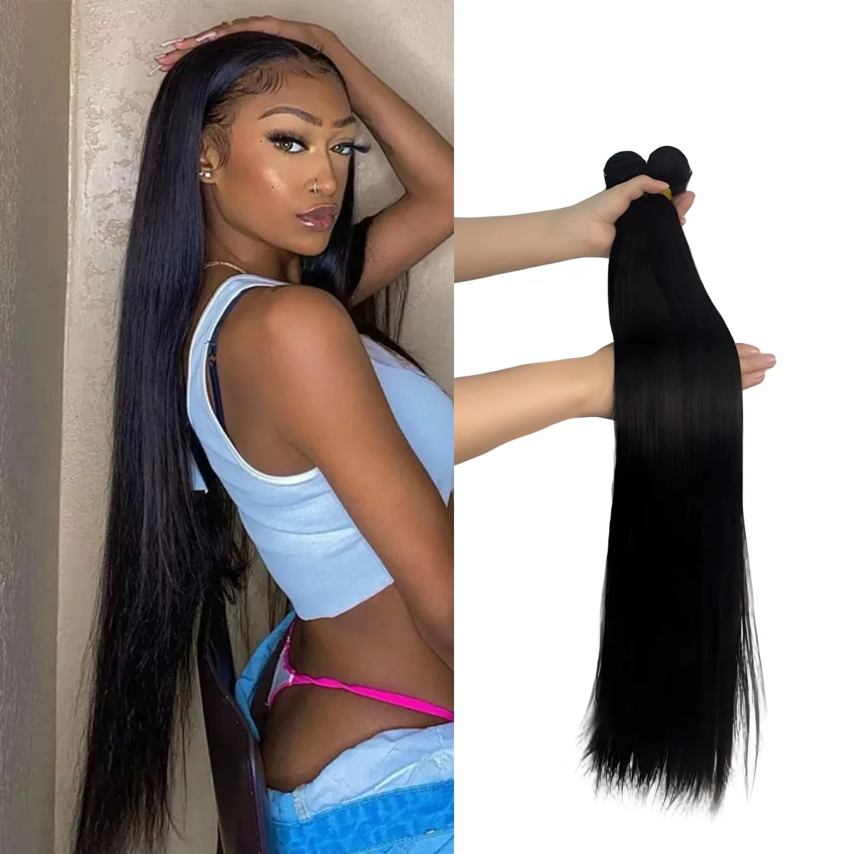 

4 5 Bundles 100% Human Hair Bundles Straight Human Hair Bundles 30 32 Inch Virgin Hair Weave Bundles Remy Hair Extensions