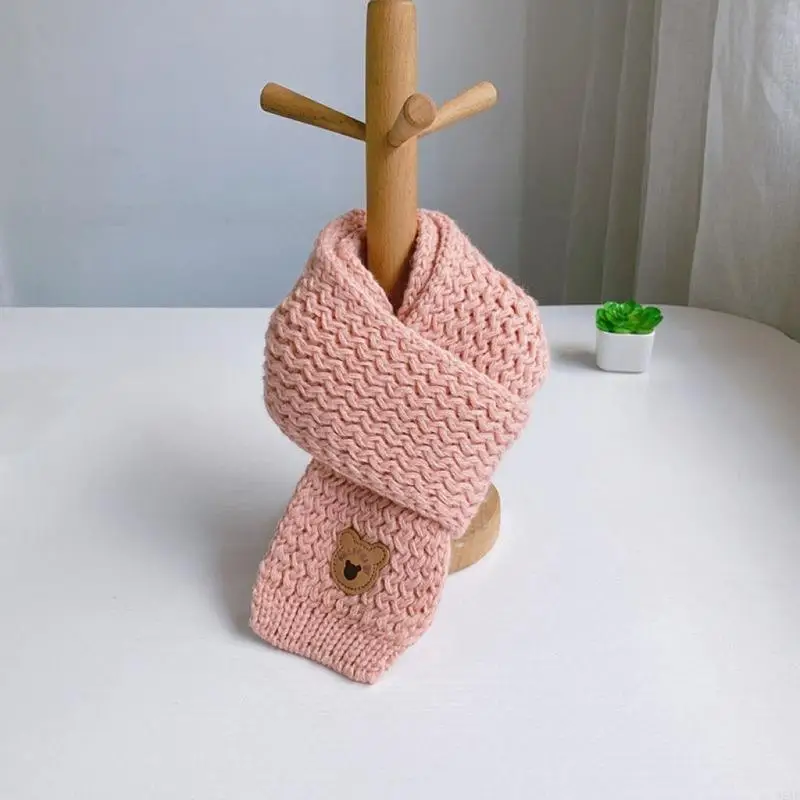 

95AE Bear Kids Scarf & Hat Warm Neckerchief Autumn Winter Beanie Cap Accessories Shower Gift for 1-5Y Boys and Girls