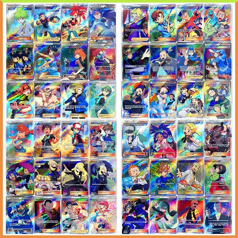 55PC/Set Anime Pokemon DIY ACG Laser Flash Card Misty Ash Ketchum May Toys for boys Collectible Cards Christmas Birthday Present