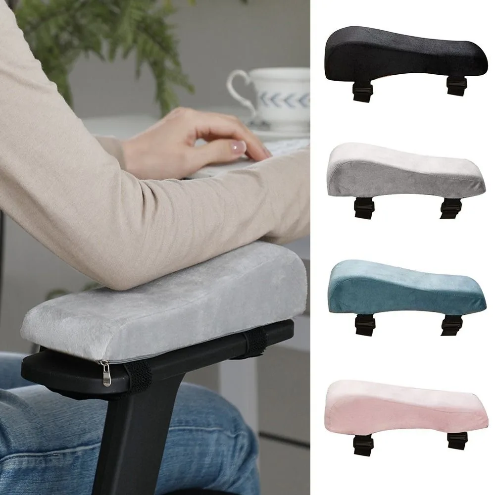 Sponge Foam Chair Armrest Pad Thick Cushion Curve Design Arm Rest Mat Fasten Strap Easy Mount Elbow Support Cushion