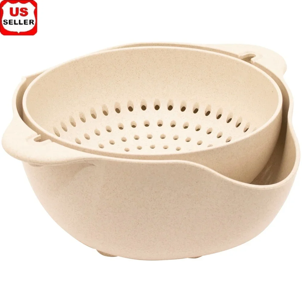 

ECO Colander Bowl Set Nestable Design BPA Free Heat Resistant Kitchen Tool Food Safe Easy Storage 1.37qt 1.87qt