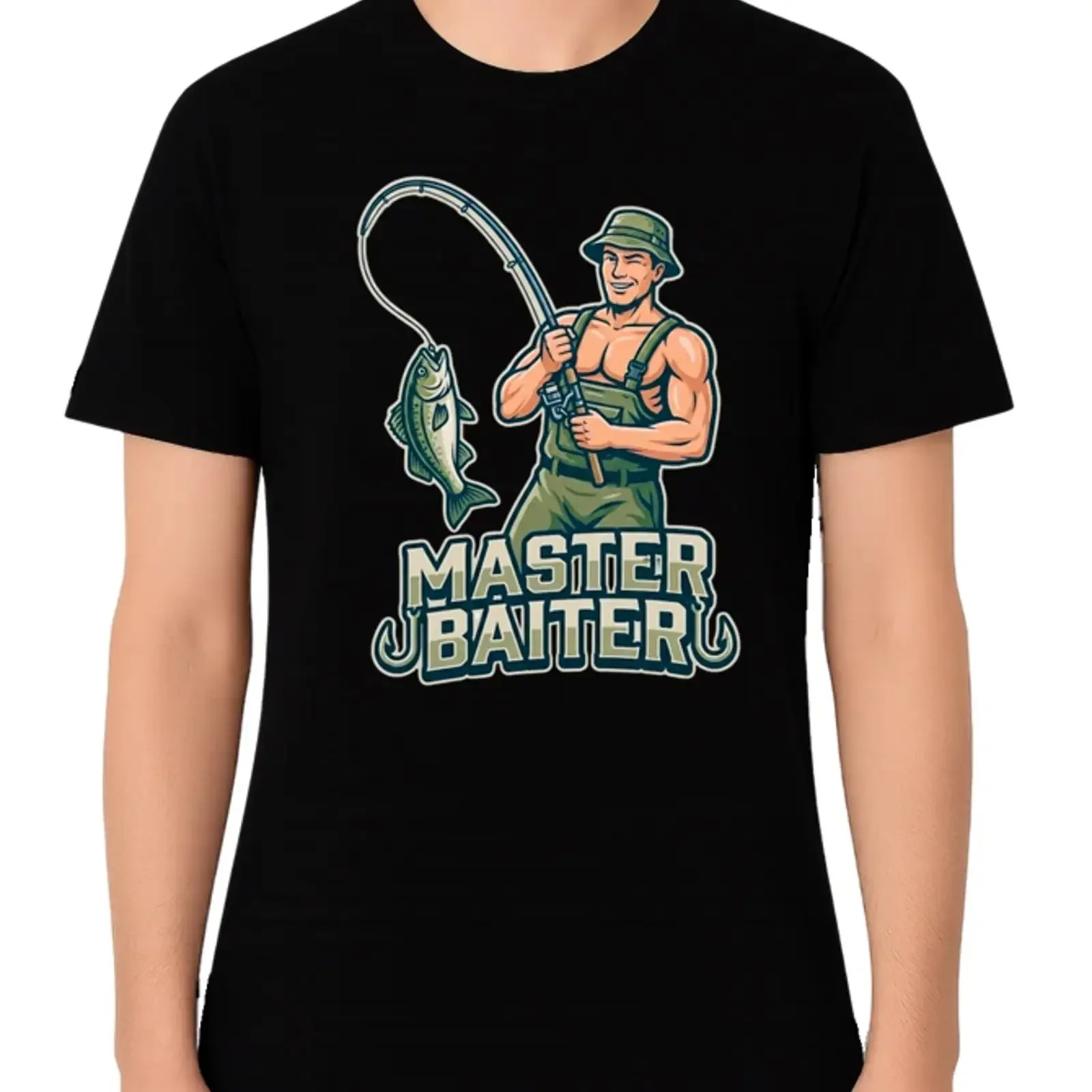 Meister Baiter Angeln T Shirt lustig Angler Witz Grafik Geschenk vintage Washed graphic homme fashion Breathable Casual Stylish