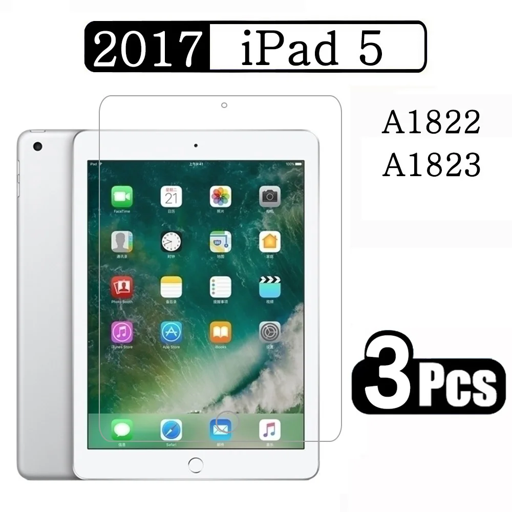 

(3 Packs) Tempered Glass For Apple iPad 9.7 2017 5th Generation A1822 A1823 Full Coverage Tablet Screen Protector Film