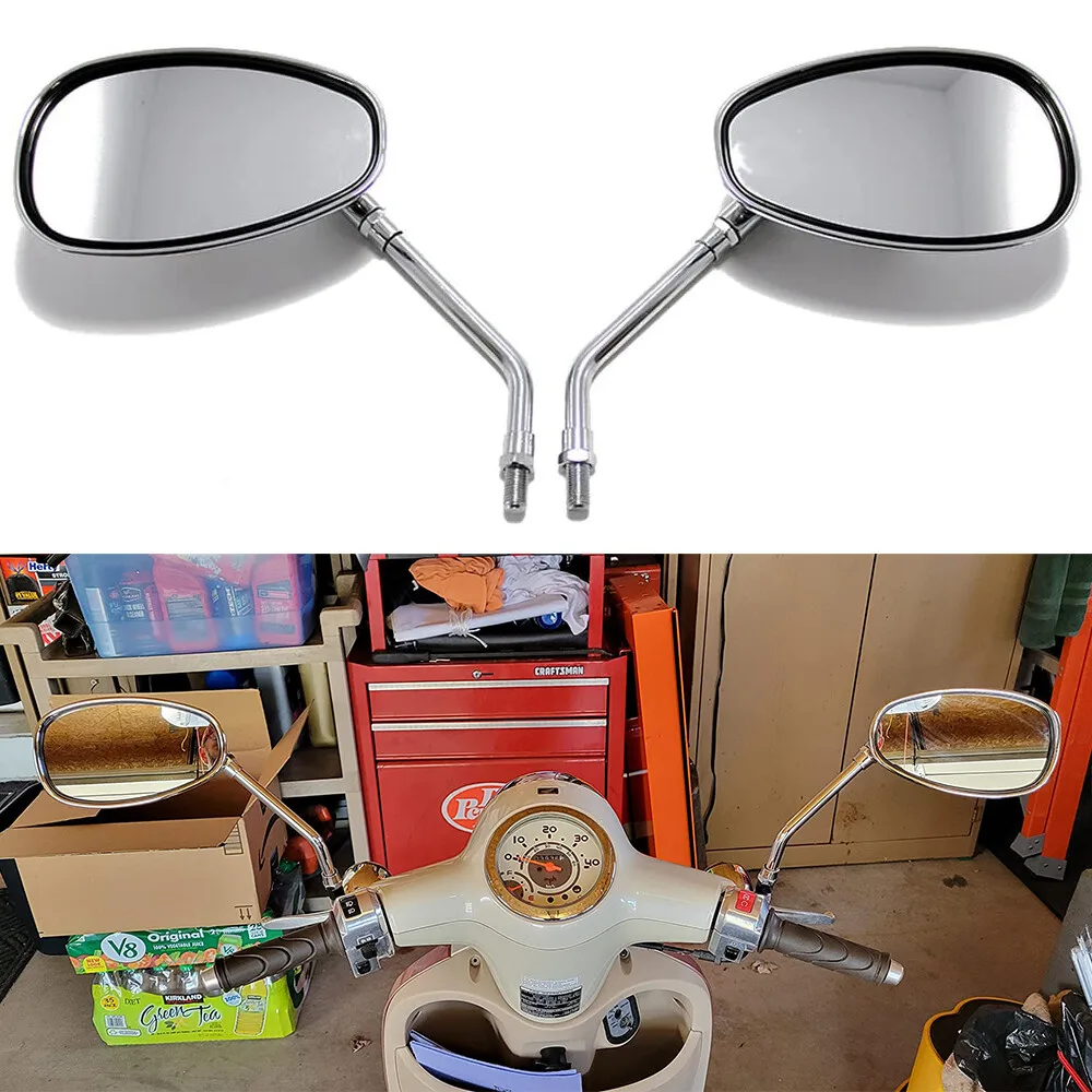 Chrom Motorrad Chrom Rückspiegel 10 MM Für Honda Metropolitan 50 Für Yamaha V Star 650 XVS650