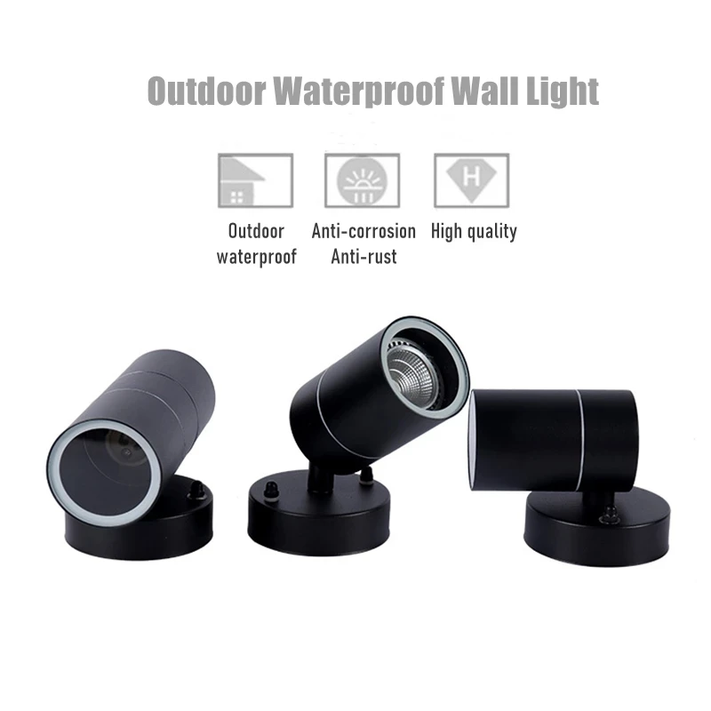 Adjustable Outdoor Waterproof Wall Lights LED GU10 Spotlight Surface Mount Wall Sconce Stainless Steel Garden Wall Down Lamps