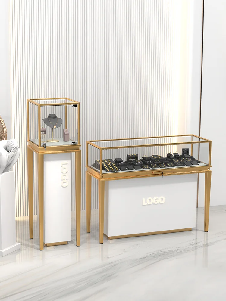 

Gold Silver Jewelry Glass Display Rack Watch Glasses Counter Showcase