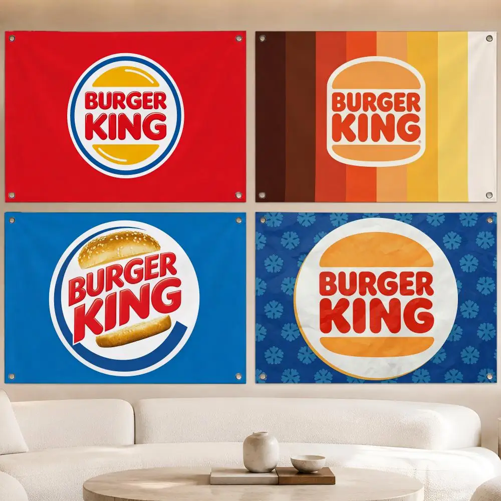 Food Classic Grill Bold Burger King Flags Fan Banner Tapestry Wall Hanging Garage BarDorm Camp Party Outdoor Home Decor Gift