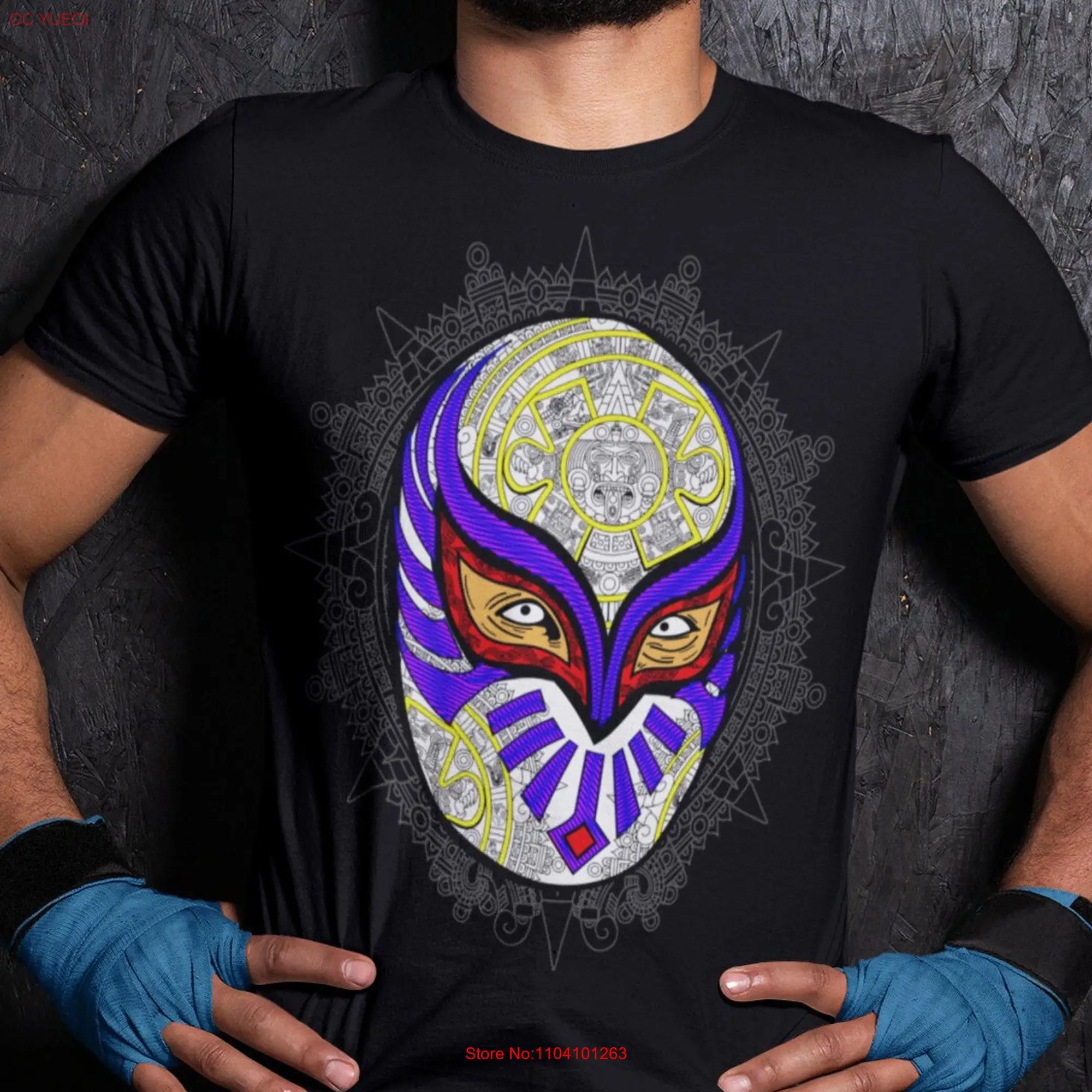 Wrestling gifts mexican shirt lucha libre mask wrestler aztec calendar T regalo para hombre long or short sleeves