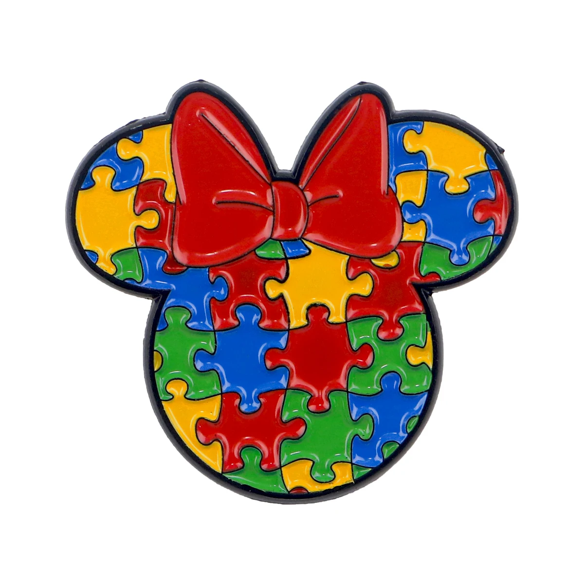 Mickey Shape Autism Awareness Cartoon Enamel Pin Brooches on Clothes Badge Bag Clothes Lapel Woman Men Jewelry Gifts