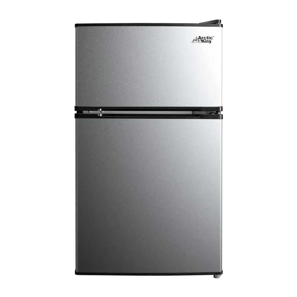 3.2 Cu ft Two Door Mini Fridge with Freezer Stainless Steel E-Star