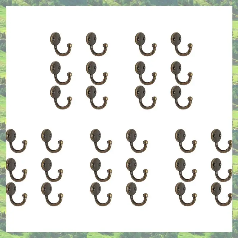 

A59Z-Lot, 30 шт., ретро-крючок для пальто, шляпы, дверная настенная вешалка, сплав 35 х 30 мм - бронза
