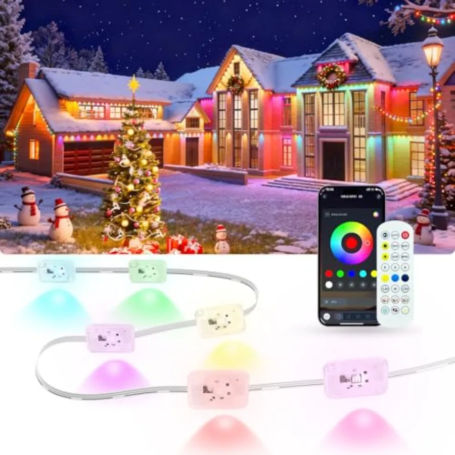 

Permanent Outdoor Lights for House 200Feet Smart RGB LED Outdoor Christmas Lights with App/Remote Control IP67 Waterproof Light
