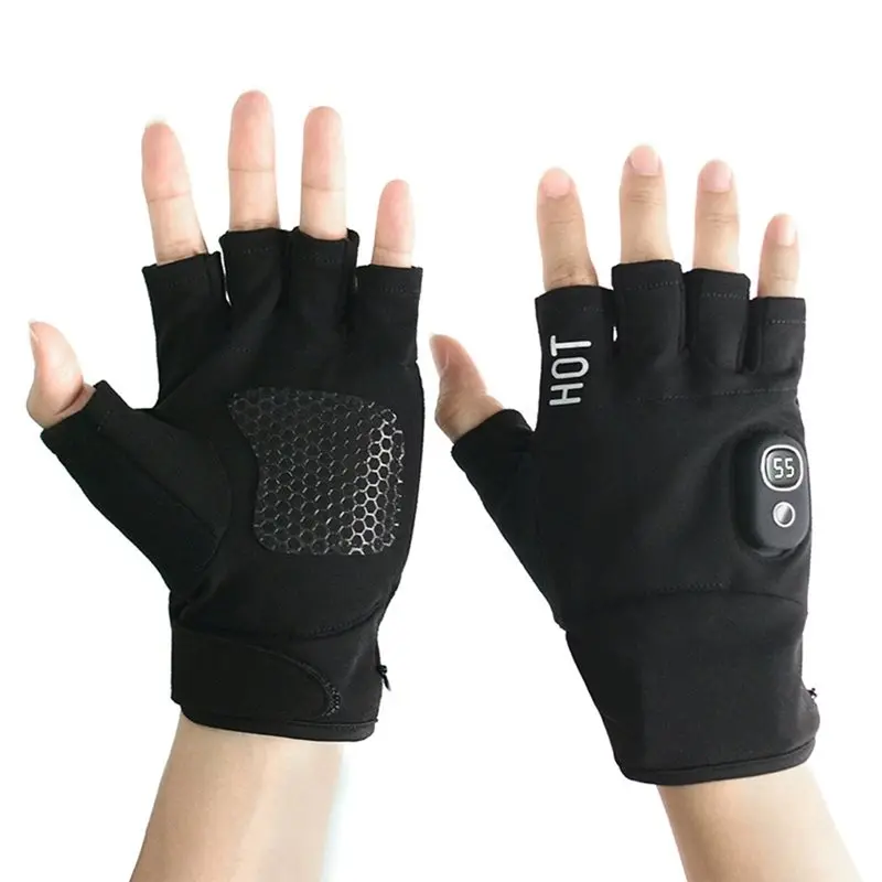 AliExpress A51Q-Hand Warmer Heated Gloves USB Rechargeable Fingerless Winter Windproof Thermal Gloves For Outdoor Activities Running Cyclin