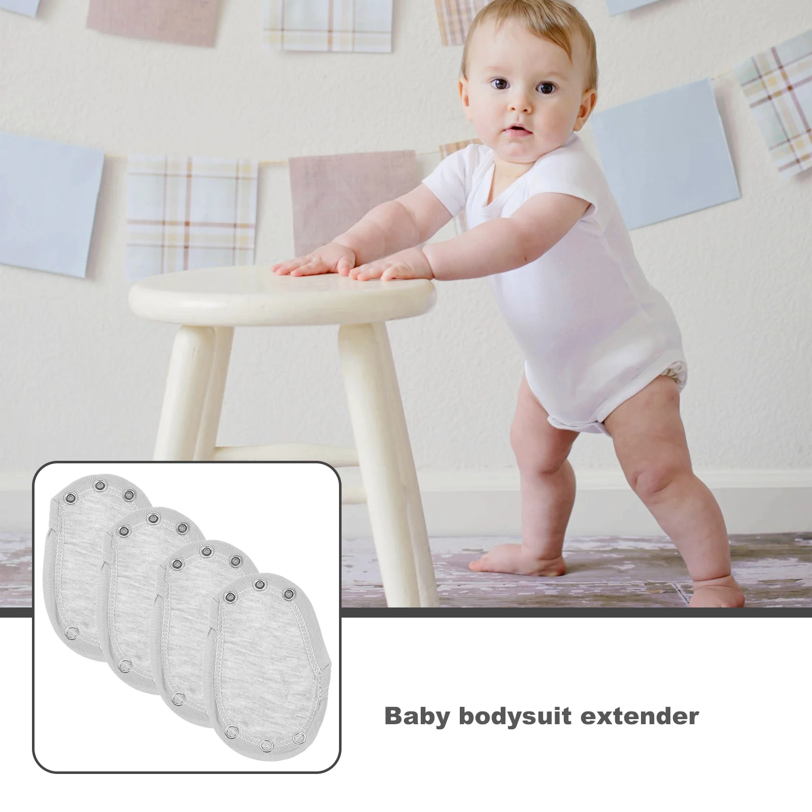 

4Pcs Baby Jumpsuits Extenders Soft Snaps Double Layer Bodysuit Extenders Infant Comfortable Clothing