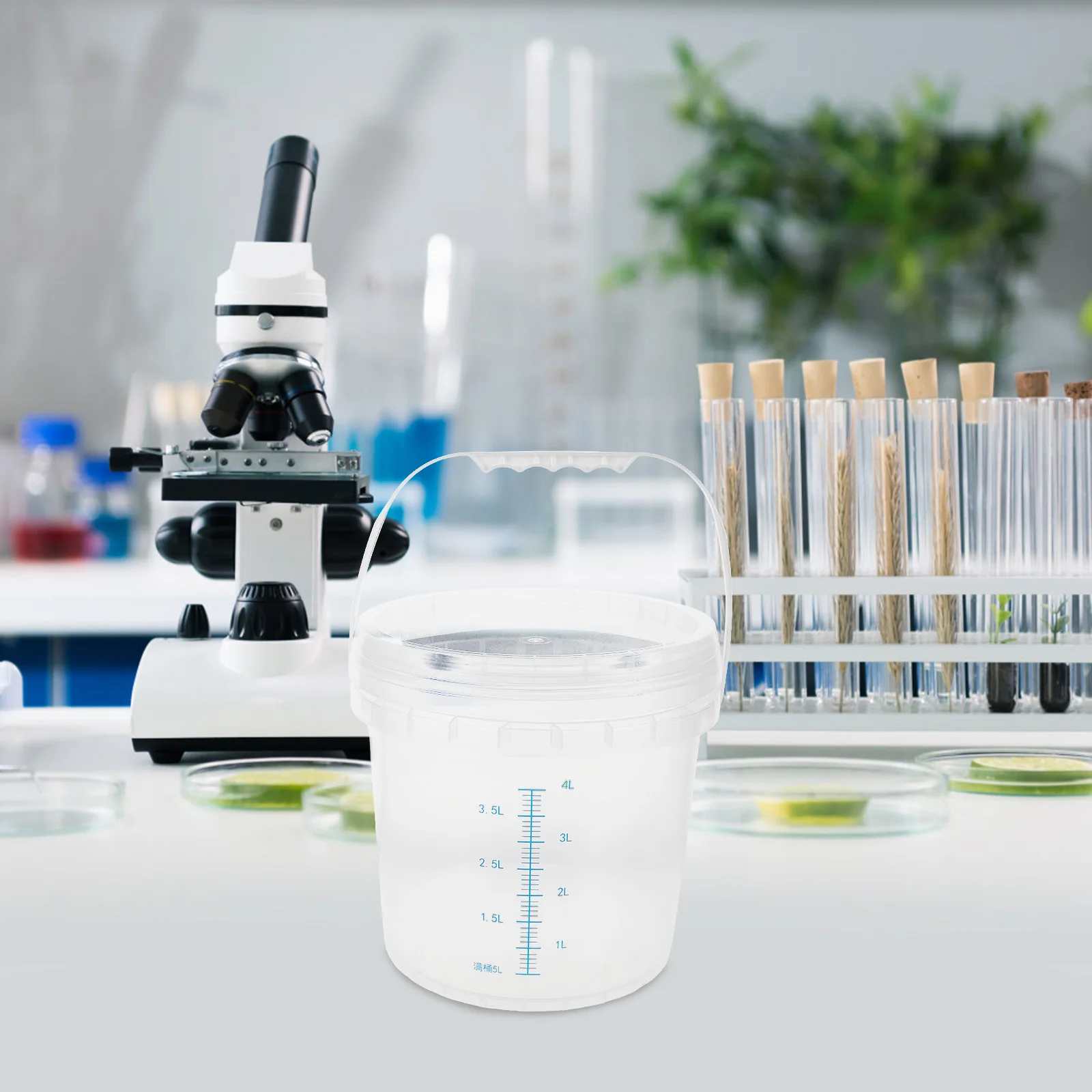 

Thickened Food Grade Plastic Bucket with Clear Measurement Scale Sealing Lid for Medical Lab Kitchen Use Large Small Buckets