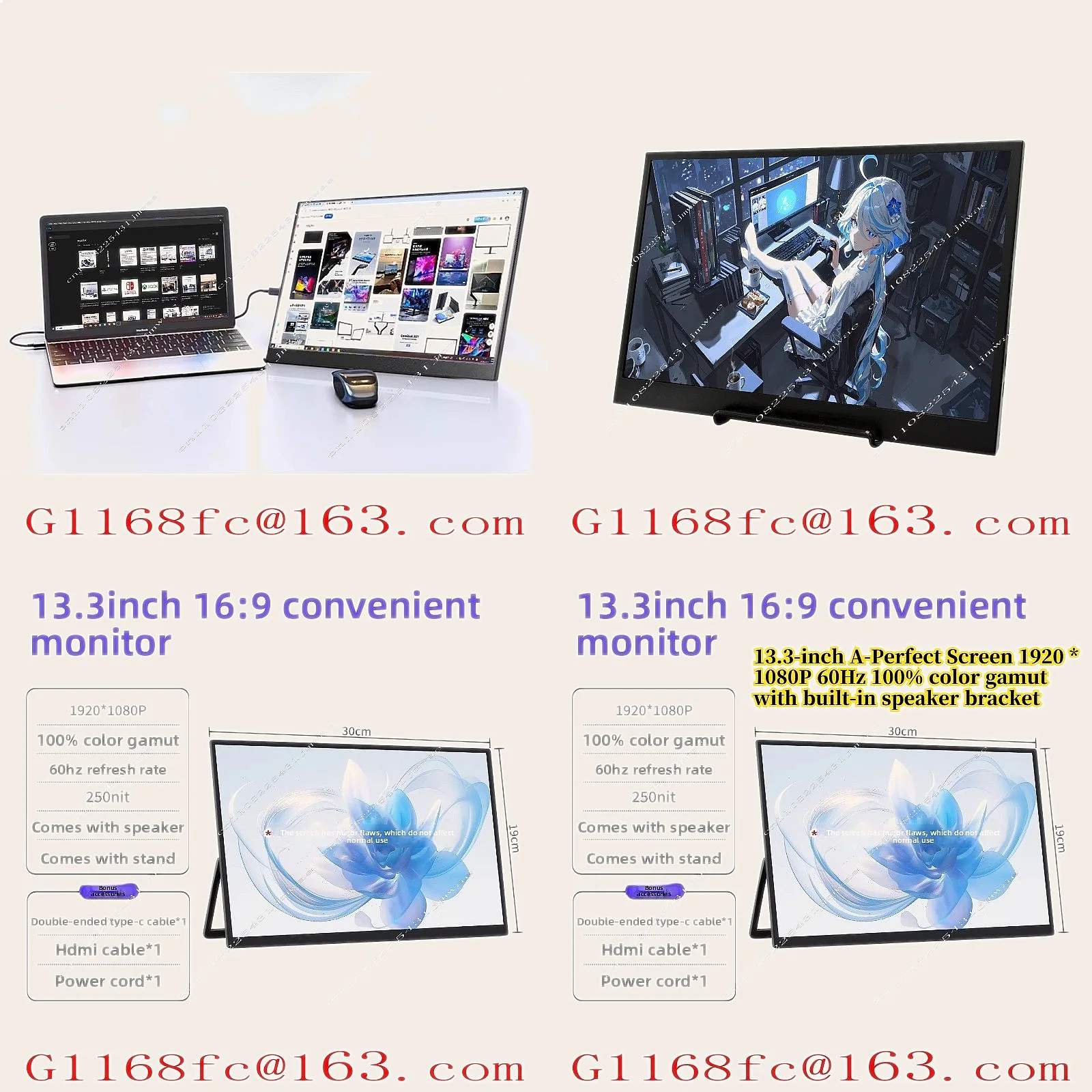 Convenient 4K Gaming External Monitor Laptop Secondary Screen