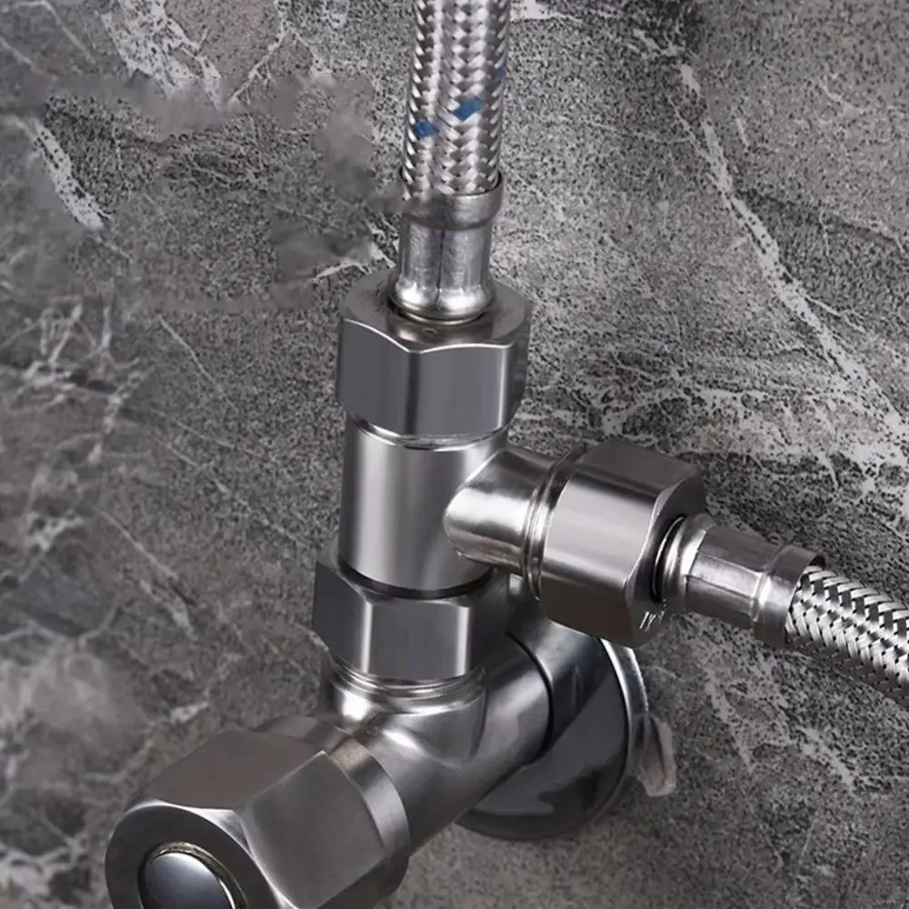 Fitting Stainless Steel 3 Ways Valve Shower Faucet Water Splitter T Adapter Converter Spray Nozzle Shower Valve Bathroom