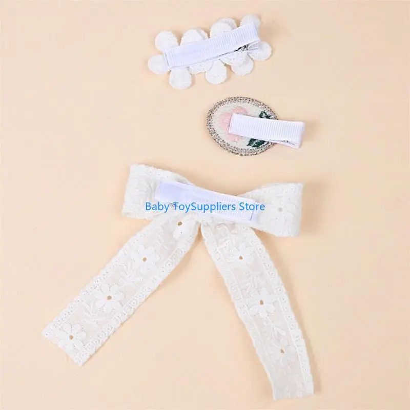 

R1WF Hairpin Hair Clips Lace Embroidery Flower Hairclip for Girl Toddlers Headwear