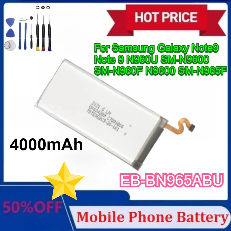

EB-BN965ABU 4000mAh Mobile Phone Battery for Samsung Galaxy Note9 Note 9 N960U SM-N9600 SM-N960F N9600 SM-N965F in Stock