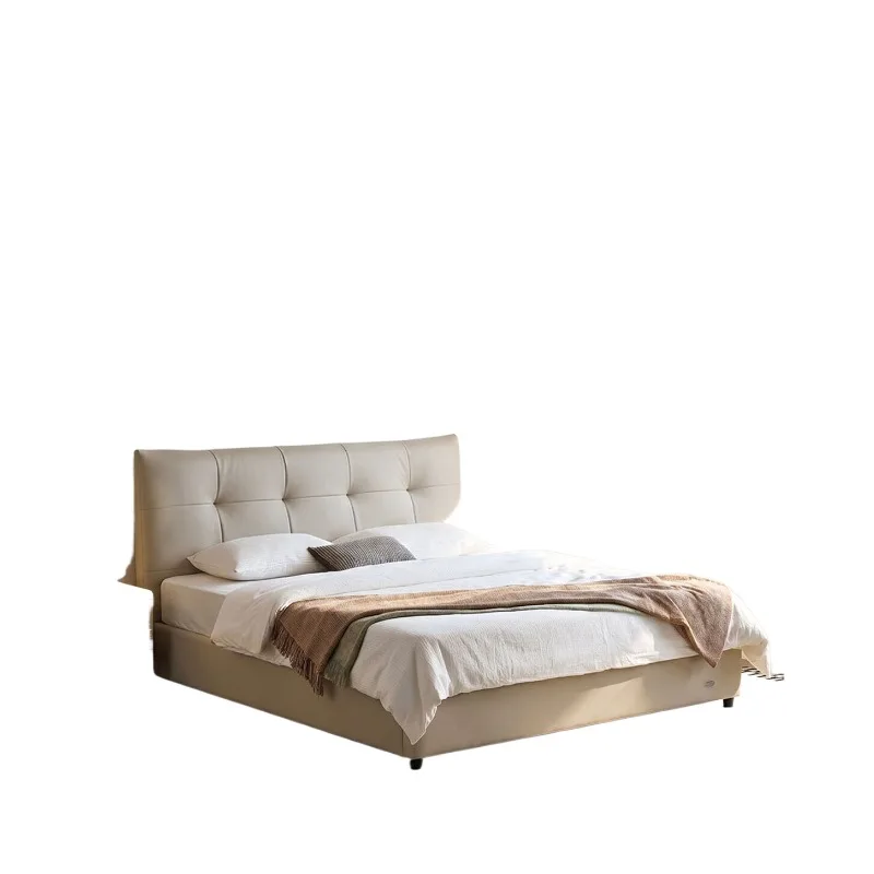 Leather art storage bed, small apartment flush edge master bedroom high-end furniture