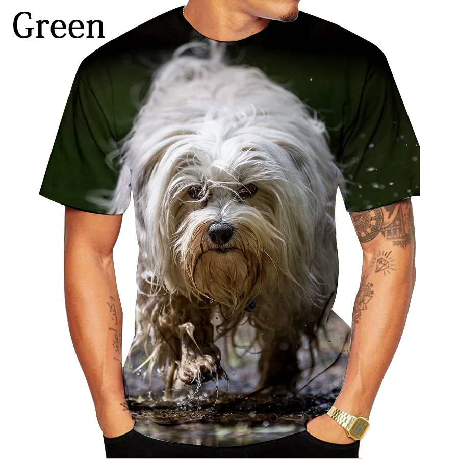 Round Neck Short Sleeve T Shirt Newest Fashion Cute Dog Yorkshire Terrier 3D Printed T-Shirt Animal Funny Casual