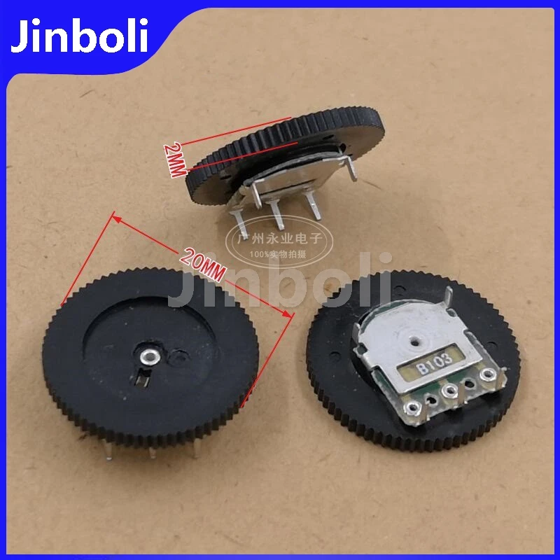 10PCS 20*2MM Single Dial Gear Potentiometer 3Pins B10K B103 20X2MM Radio Volume Adjustment Switch 10K Ohm New