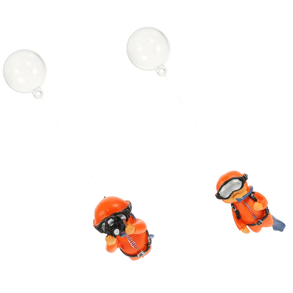 

2pcs Diver Ornaments PVC Floating Decor for Fish Tank Aquarium Statue Cartoon Diver Figure Home Office Pet Supplies