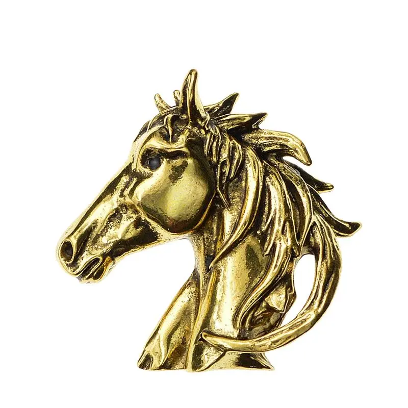 CINDY XIANG Gold And Silver Color Horse Head Brooches For Men Unisex Vintage Animal Pin Punk Style Suit Accessories High Quality