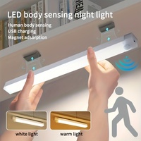 LED Motion Sensor Cabinet Light USB Rechargeable Dimmable Night Light Wireless Magnetic Night Lamp for Kitchens Stairs Hallway