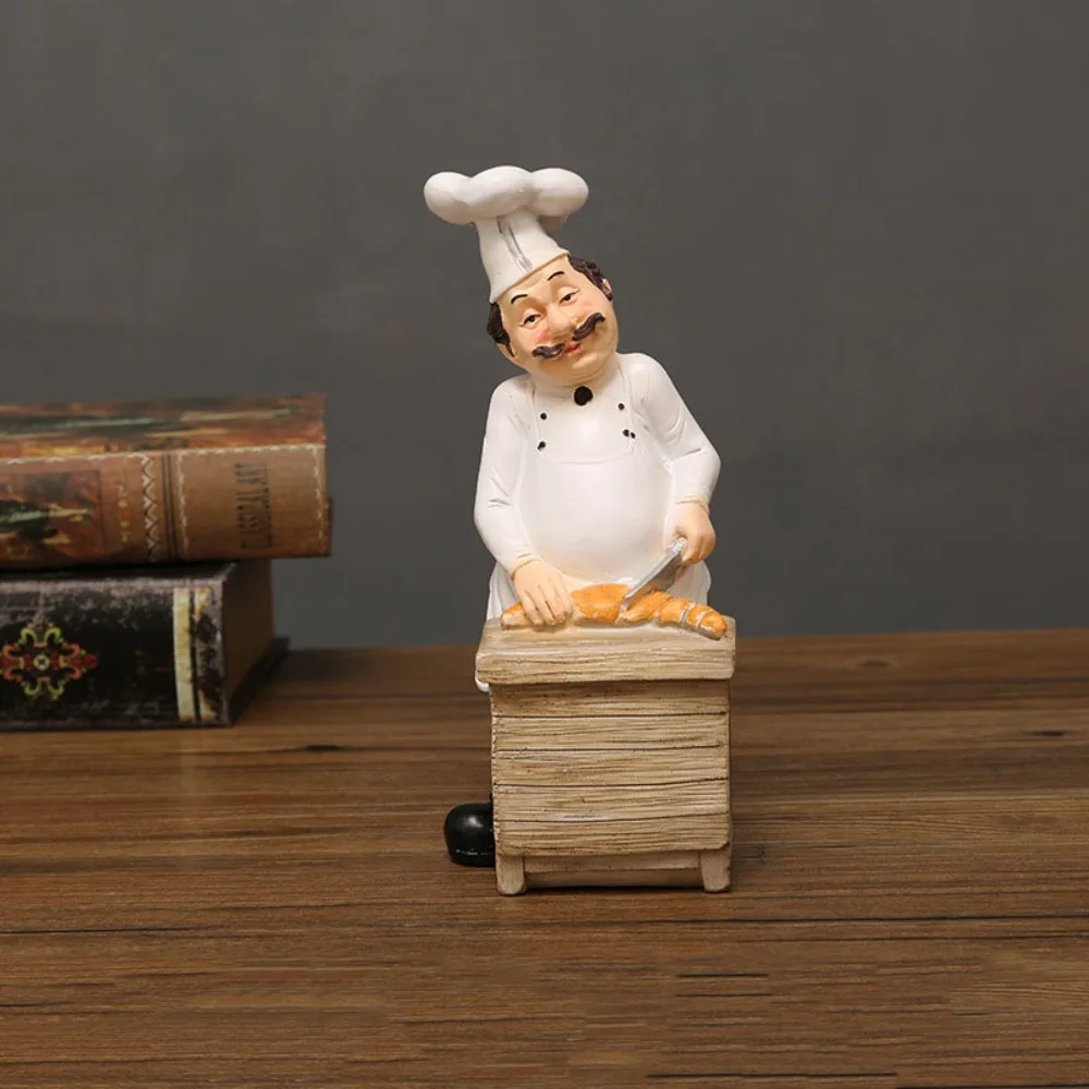 

Handicraft Rustic Bakery Chef Resin Statue Simulated Model Farmhouse Cake Shop Decor Collectible Display Kitchen Chef Figurine