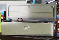 Aluminum storage box with side handles, lock and key, truck toolbox, trailer storage box, 99 x 33 x 25.5 cm