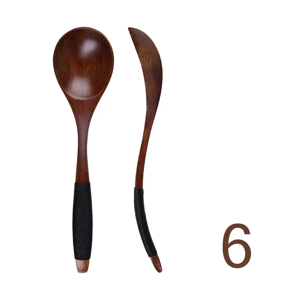 Dessert Handmade Catering Scoop Hand-made Wood Black Walnut Soup Spoon Kitchen Tool Wooden Spoon Cooking Utensil