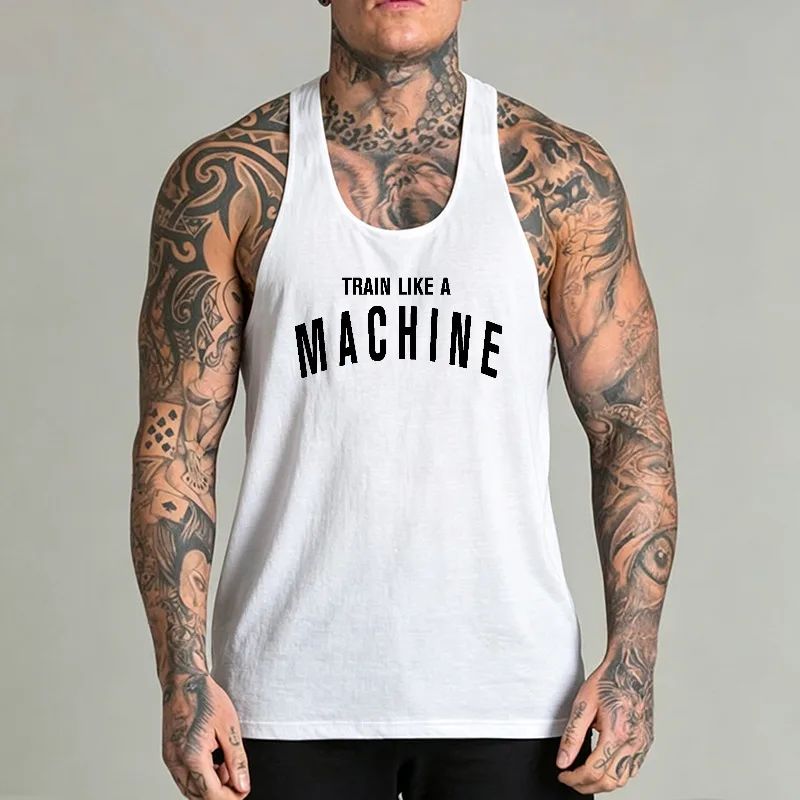 Muscleguys Low Neck Cotton Mens Gym Stringer Tank Tops Bodybuilding Sleeveless Shirt Workout Vest Fitness Training Sport Clothes