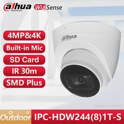 Dahua WizSense 4MP 5MP 8MP Camera Outdoor Mic Camera Vehicle & Human Detection CCTV SMD 4K IPC HDW2441T-S Replace HDW2431T-AS-S2