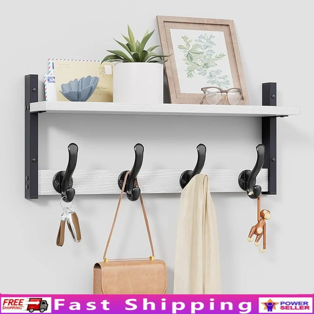 

20-дюймовая вешалка для пальто в деревенском стиле, настенное крепление с полкой, сверхмощные крючки, органайзер для прихожей, шляпы, сумки для хранения курток