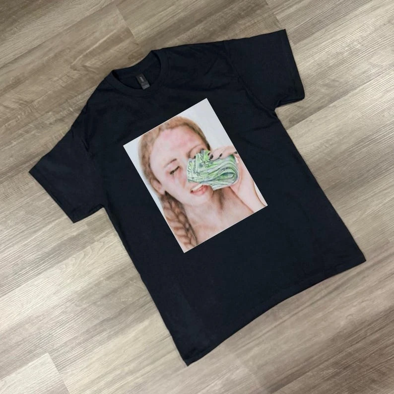 Crying Cash T Shirt Vintage Loose Oversized Unisex T-shirt Trendy Cotton Harajuku Breathable high quality Comfortable Couples