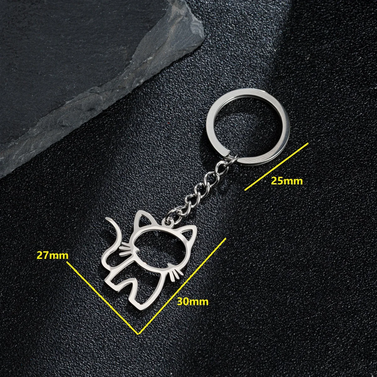 Lucky Happy Cat Metal Keychain Charms For Women Stainless Steel Chain For Keyring Making Supplies Keyholders With Free Shipping