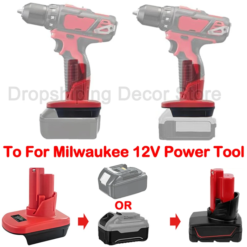 Battery Adapter For Makita/Dewal/Milwaukee 18V 20V Li-ion Battery Convert To For Milwaukee 12V Li-ion Battery Power Tools Use