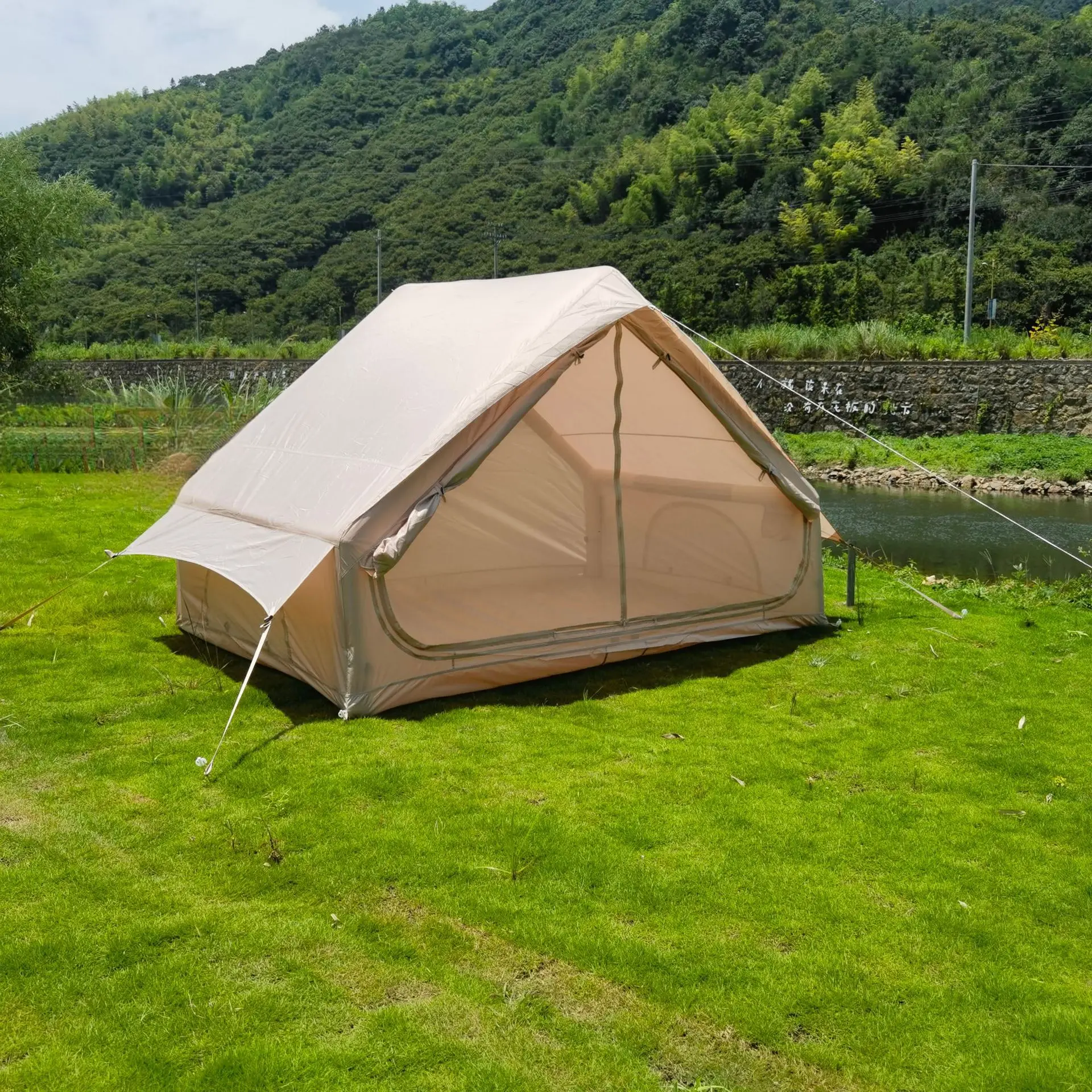 4-Person Camping Tent 6.3 Square Meters Inflatable Tent Portable Waterproof Oxford Cloth Air Tent