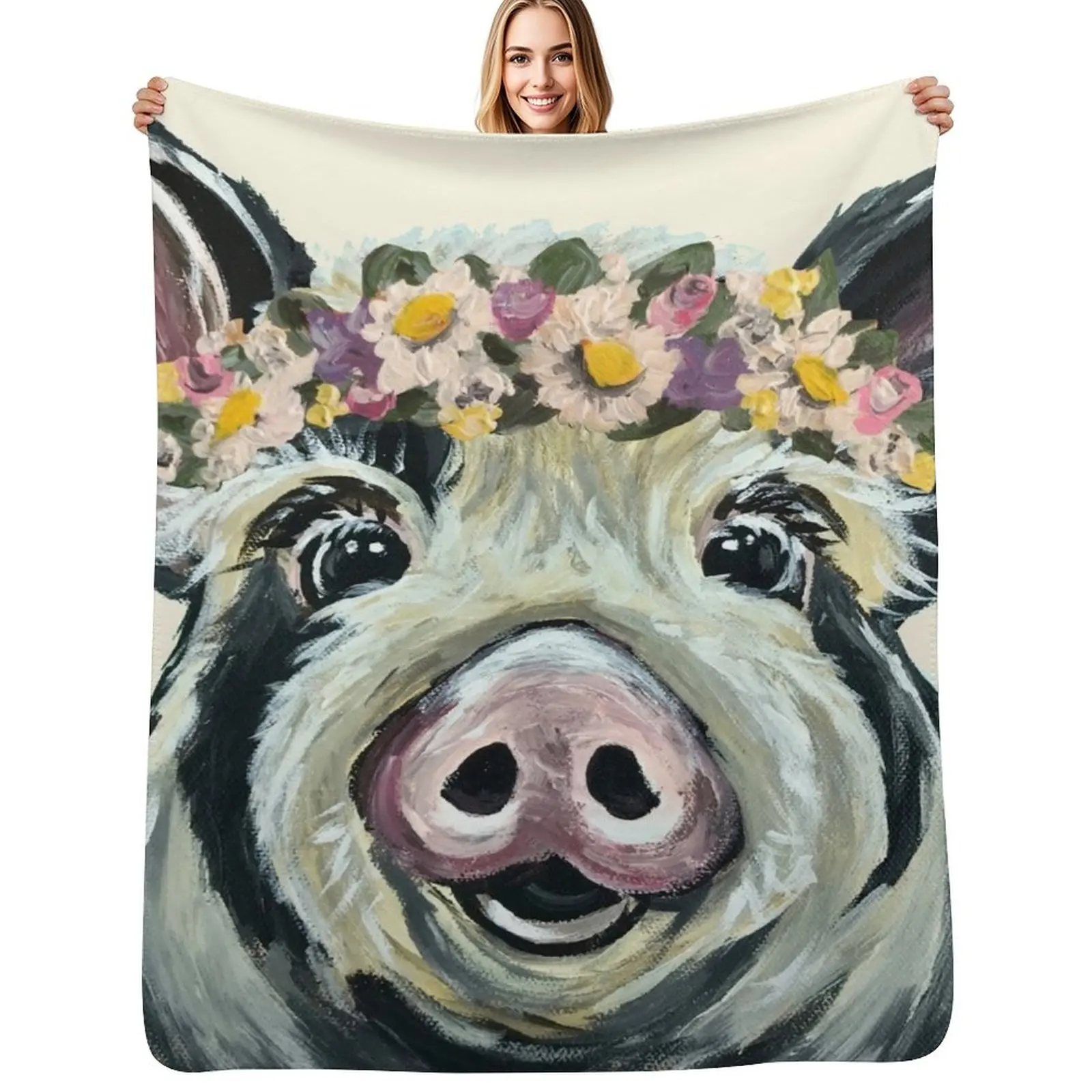 

Cute Pig Art Throw Blanket bed plaid Blankets Sofas Of Decoration Travel Luxury Brand Blankets