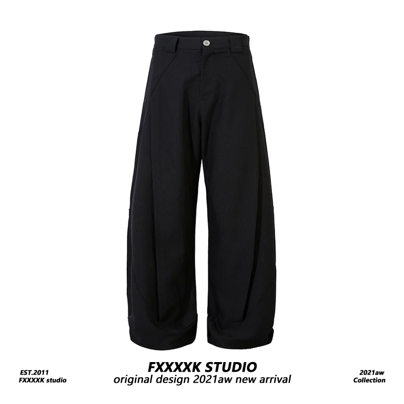 

FXK Original American High Street Casual Trousers Men Women Spring New Sle Floor-Length Wide Leg Pants Trendy Pure Color