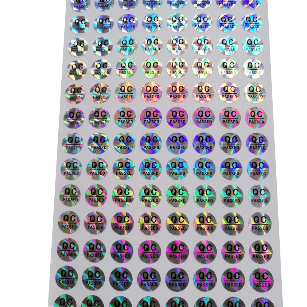 1000pcs Spot Supply QC PASSED Hologram Paper PET Label Product Certification Stickers