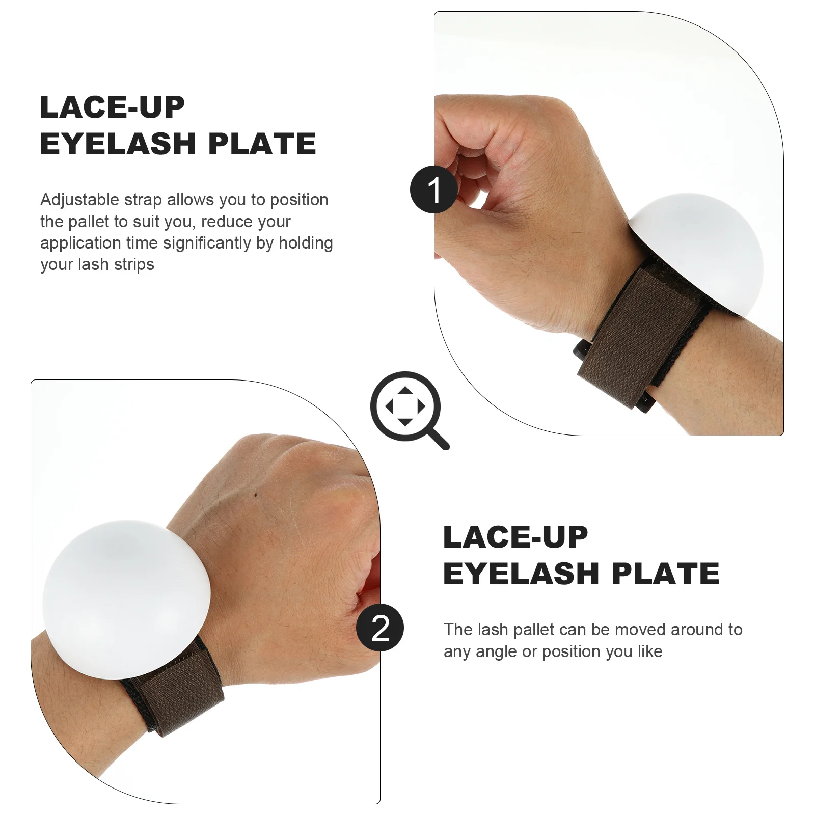 

Eyelash Extension Holder Wrist Pallet Adjustable Strap for Arrangement and Quick Application Eyelash Extension Pallet